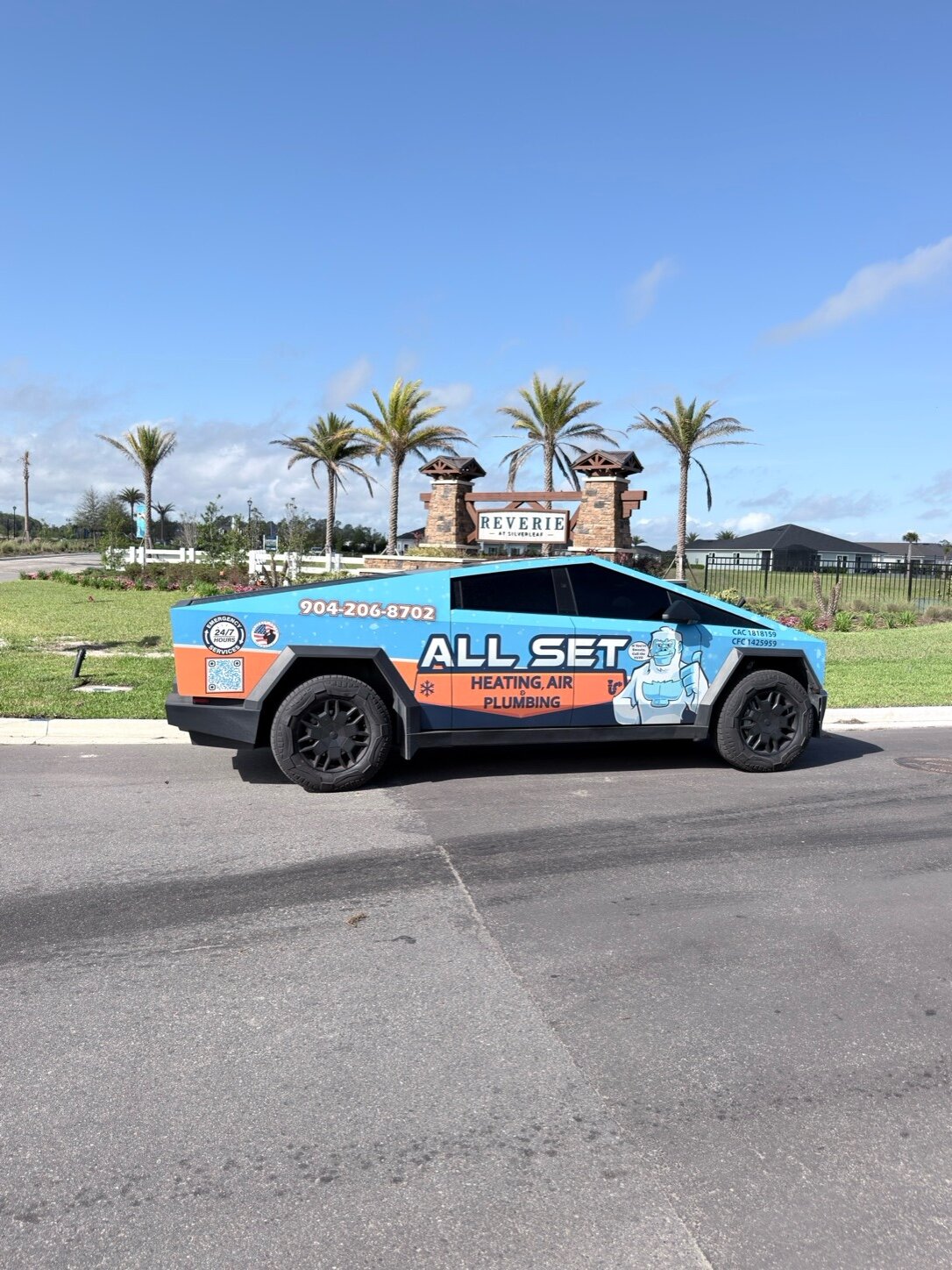 All Set service van at the Reverie entrance in SilverLeaf, St. Johns County, FL
