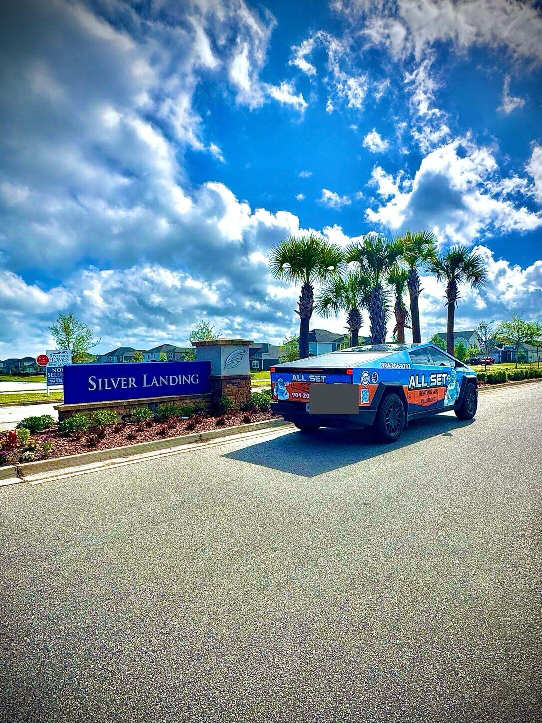 All Set service van at the Silver Landing entrance in SilverLeaf, St. Johns County, FL