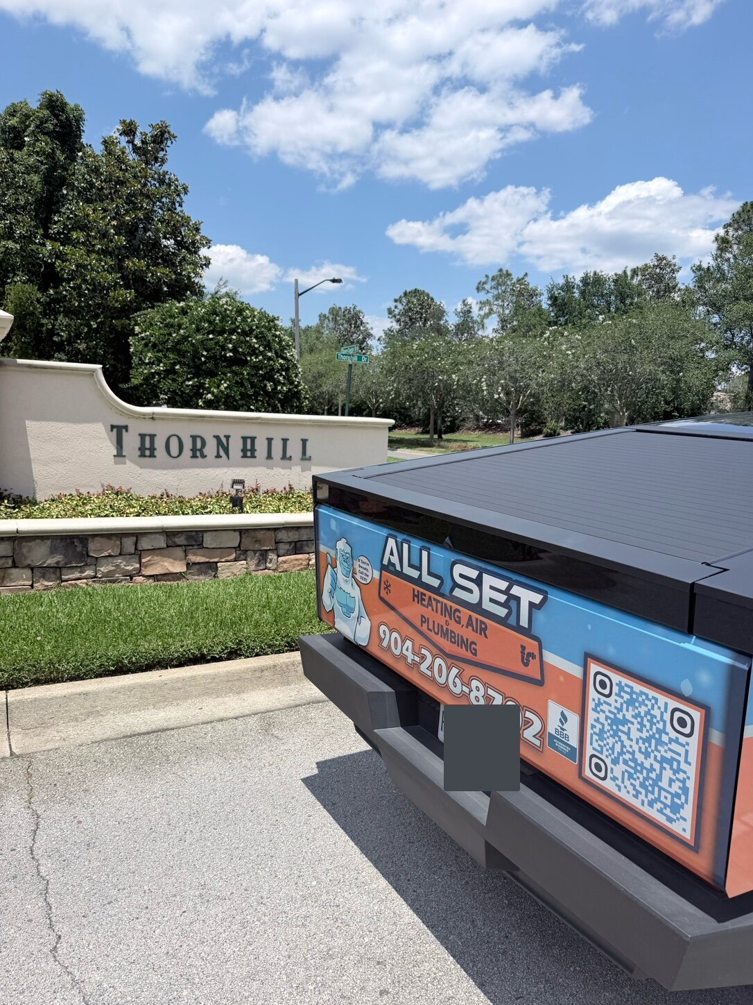 All Set service van at the Thornhill community entrance on Fleming Island, FL